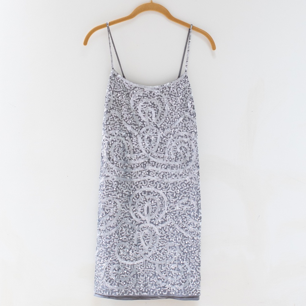 BCBGMAXAZRIA Silver Sequin Mini dress